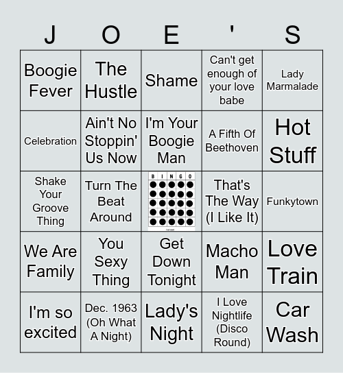 DISCO HITS Bingo Card
