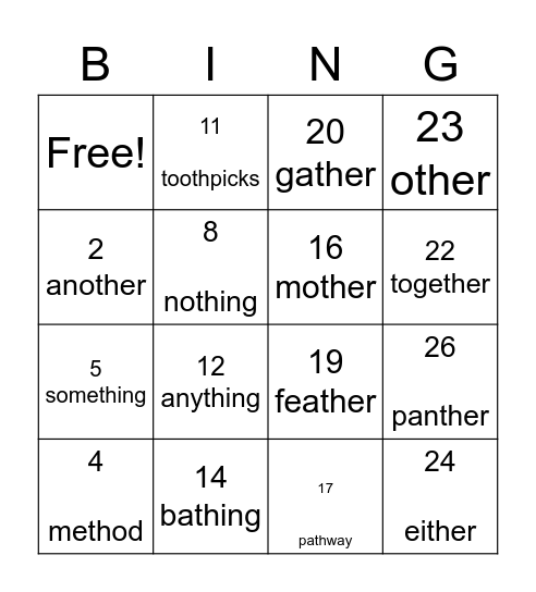 KW Bingo Card
