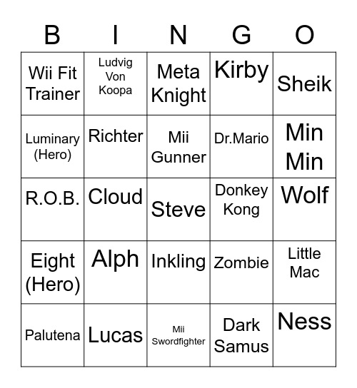 Torchic ROUND 2 [Smash Bros] Bingo Card