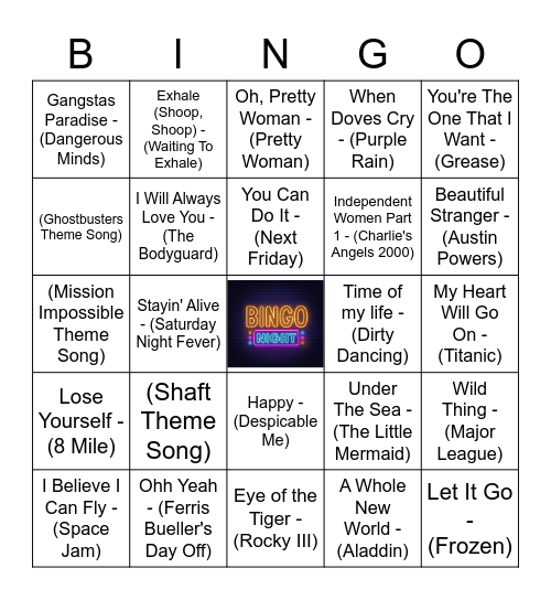 S.M.S. Bingo Card