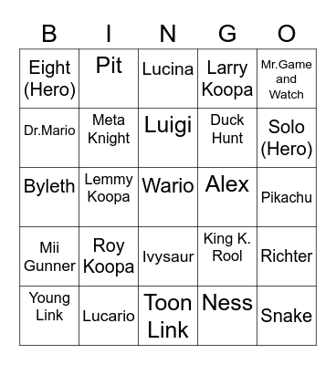 Squiggly Pete ROUND 1 [Smash Bros] Bingo Card