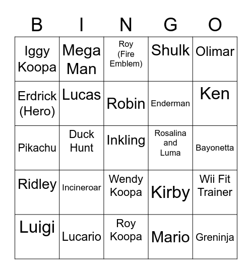 Squiggly Pete ROUND 2 [Smash Bros] Bingo Card