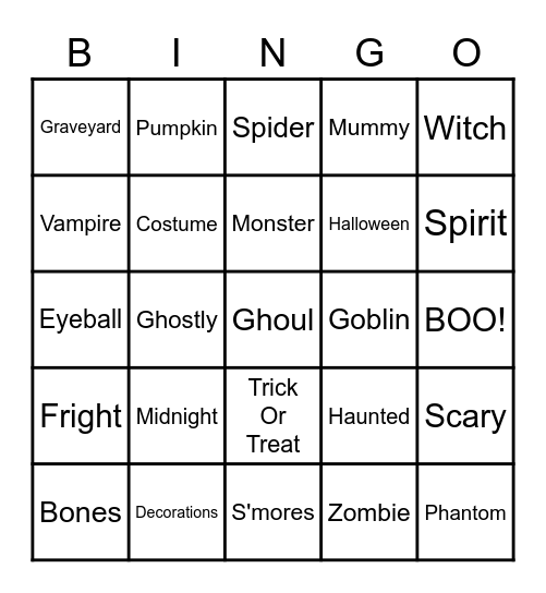 Halloween Bingo Card