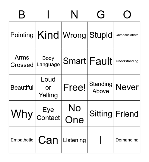 Communication Bingo Card