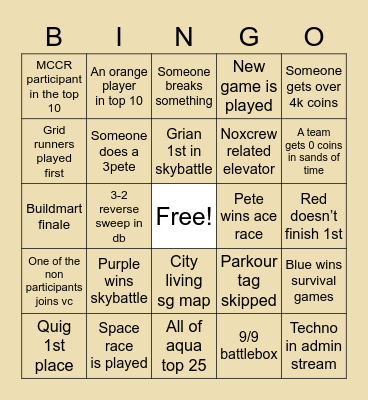 ALLSTARS BINGO Card