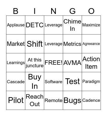 Corportae Lingo Bingo Card