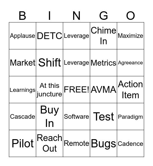 Corportae Lingo Bingo Card