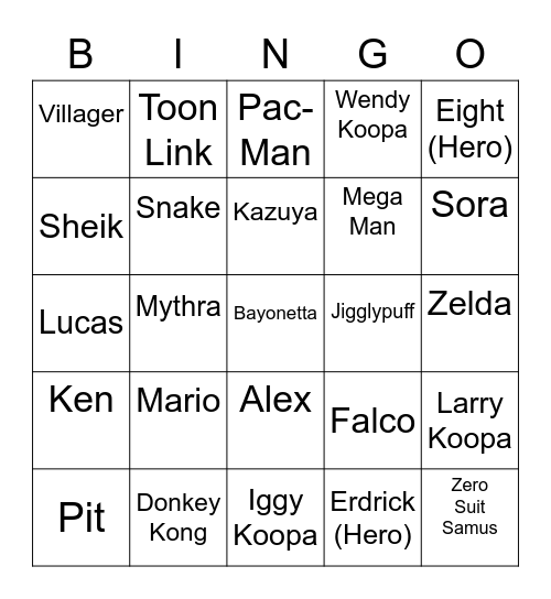 Markeles ROUND 1 [Smash Bros] Bingo Card