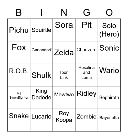 Markeles ROUND 2 [Smash Bros] Bingo Card