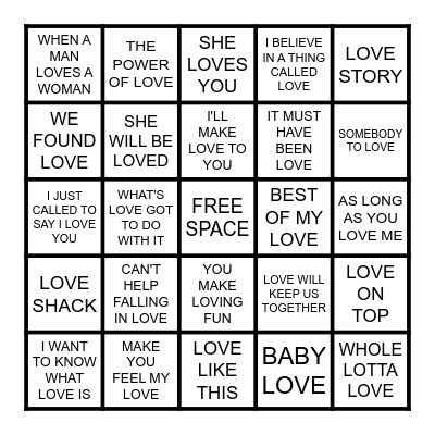 L-O-V-E Bingo Card