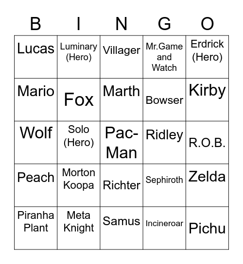 Skullplayer2 ROUND 1 [Smash Bros] Bingo Card