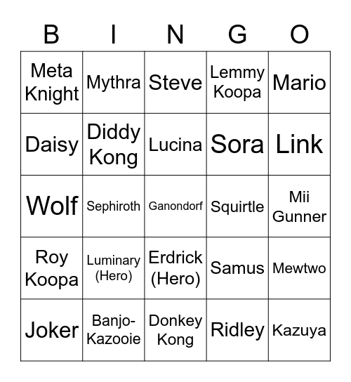 Hellboy ROUND 2 (Smash Bros) Bingo Card