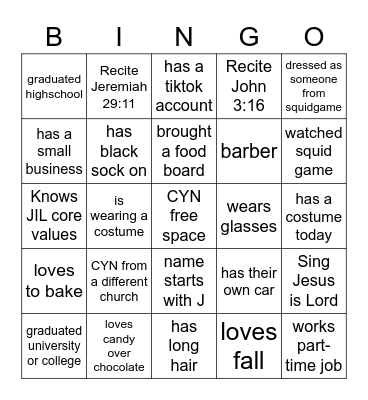 CYN THANKSGIVING 2021 Bingo Card