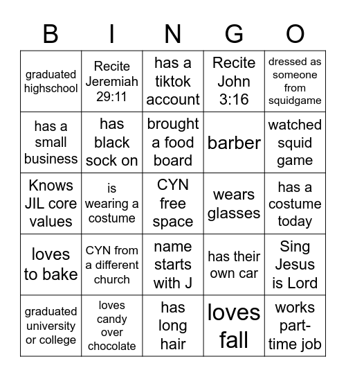 CYN THANKSGIVING 2021 Bingo Card