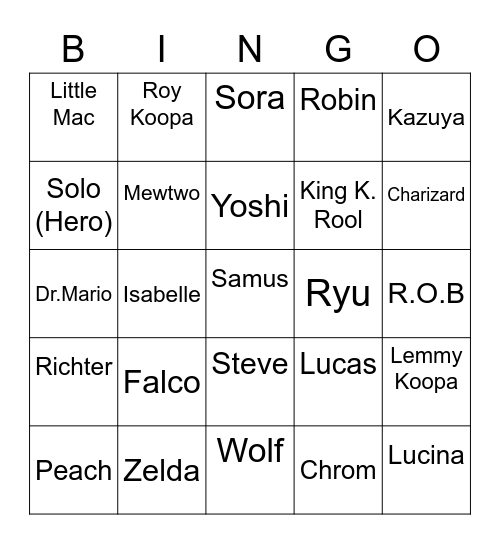 Flatbread ROUND 2 [Smash Bros] Bingo Card