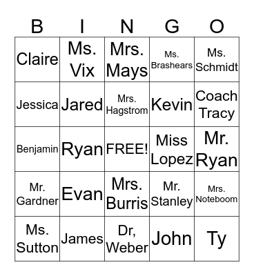 Class Bingo Card