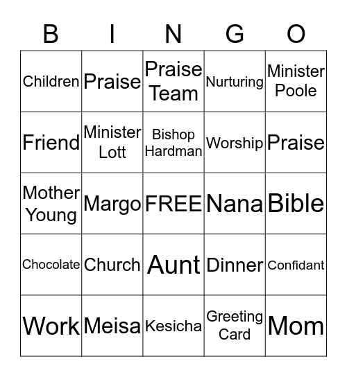 MOTHER'S DAY BINGO Card