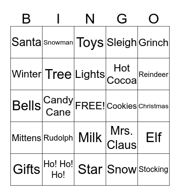 Christmas Bingo Card