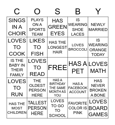 FAMILY REUNION BINGO Card