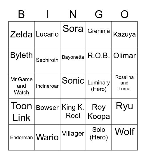 Ralfonic ROUND 2 [Smash Bros] Bingo Card