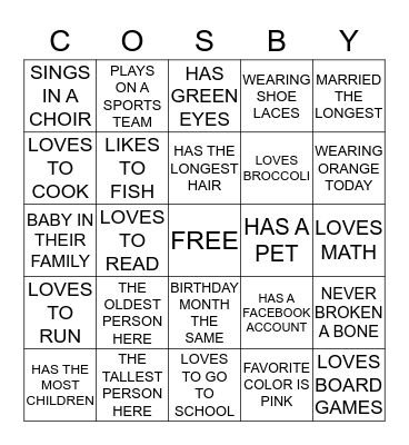 FAMILY REUNION BINGO Card