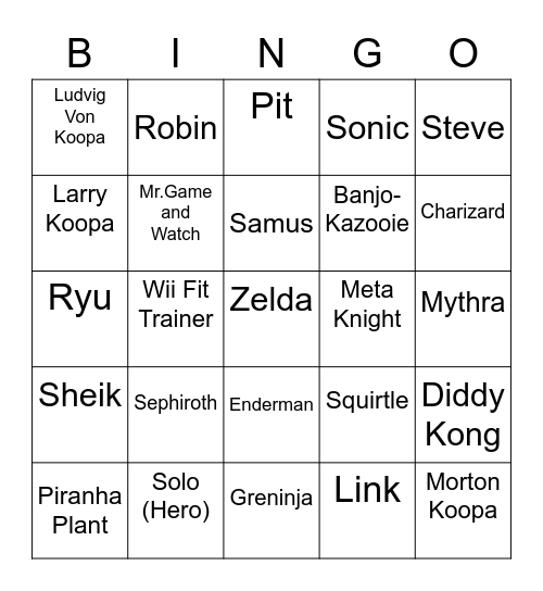 DrSololek ROUND 1 [Smash Bros] Bingo Card