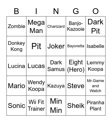 Wulfgank ROUND 2 (Smash Bros) Bingo Card