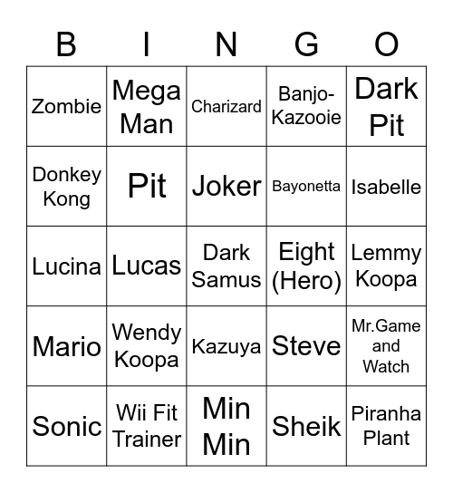 Wulfgank ROUND 2 (Smash Bros) Bingo Card