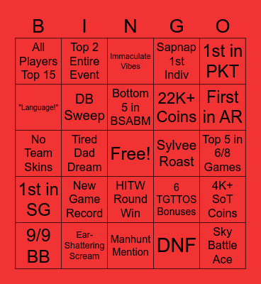 Red Rabbits Bingo Card