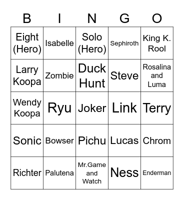 Lottie ROUND 1 (Smash Bros) Bingo Card
