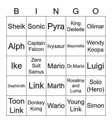 Lottie ROUND 2 (Smash Bros) Bingo Card