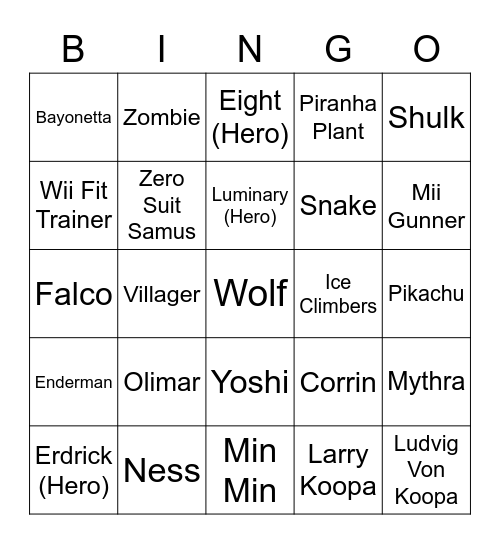 MarioMart ROUND 1 (Smash Bros) Bingo Card