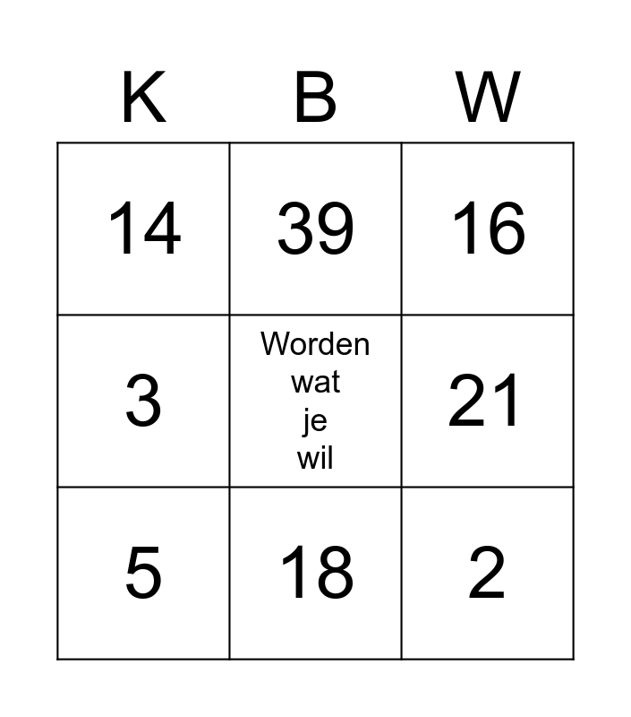 WORDEN WAT JE WIL Bingo Card