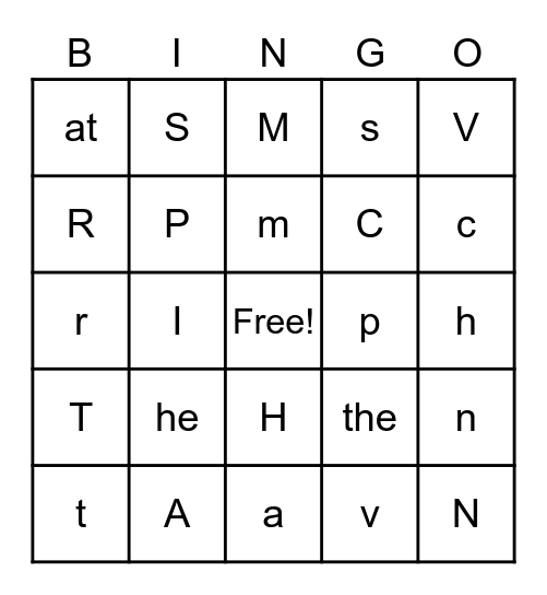 Alphabet Bingo! Bingo Card
