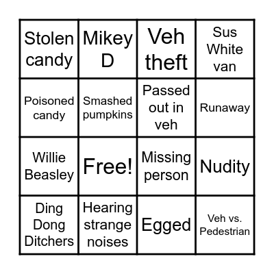 Halloween Bingo Card