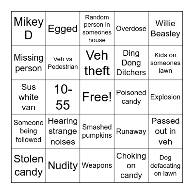 Halloween Bingo Card