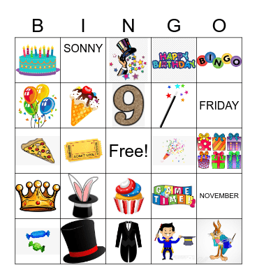SONNY'S 9TH BIRTHDAY Bingo Card