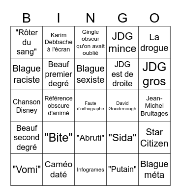 Bingo JDG Bingo Card