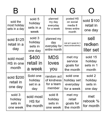 NOVEMBER HOLIDAY BINGO Card