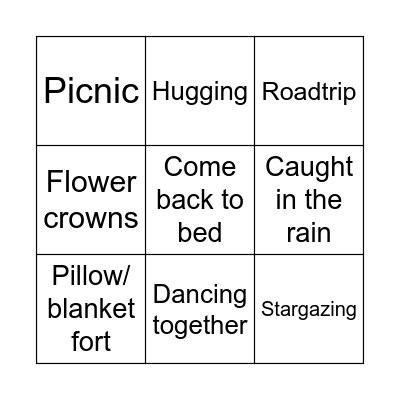 Fluff Card Bingo Card