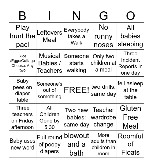 Baby Bingo II Bingo Card