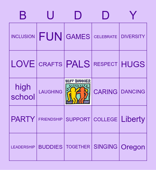 Skidmore Best Buddies Bingo Card