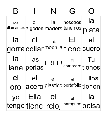 8 Bingo Card