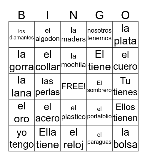 8 Bingo Card