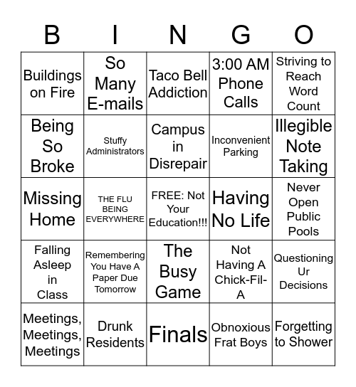 Leaving Lyon Bingo Card