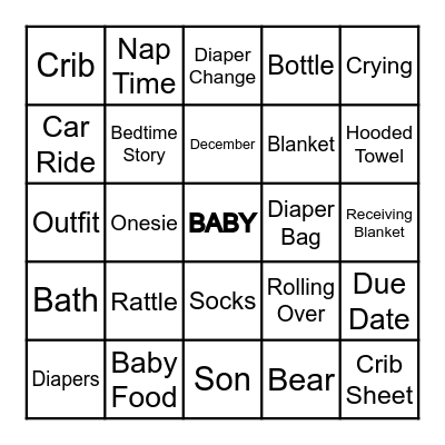 BABY SHOWER BINGO! Bingo Card