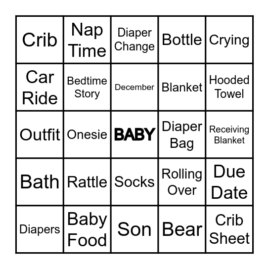 BABY SHOWER BINGO! Bingo Card