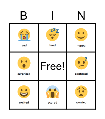 Feelings Bingo Card