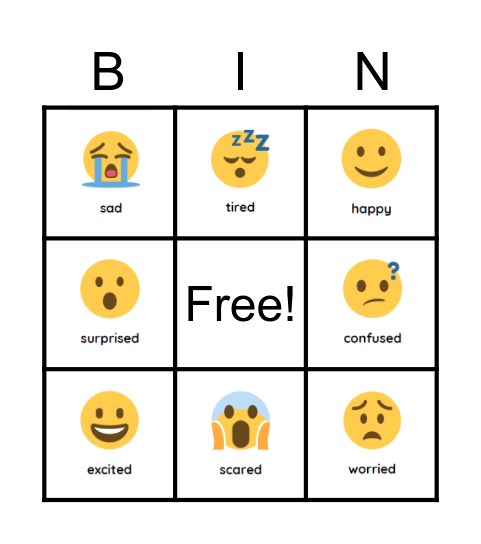 Feelings Bingo Card