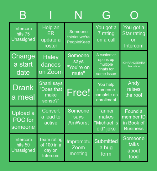 Open Enrollment Bingo Card